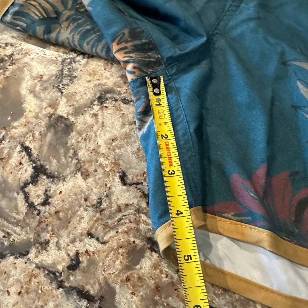 Men’s 4.5 Inch Inseam Vintage Blue Gold Swim Trunks Size XL New NWT - Picture 4 of 10